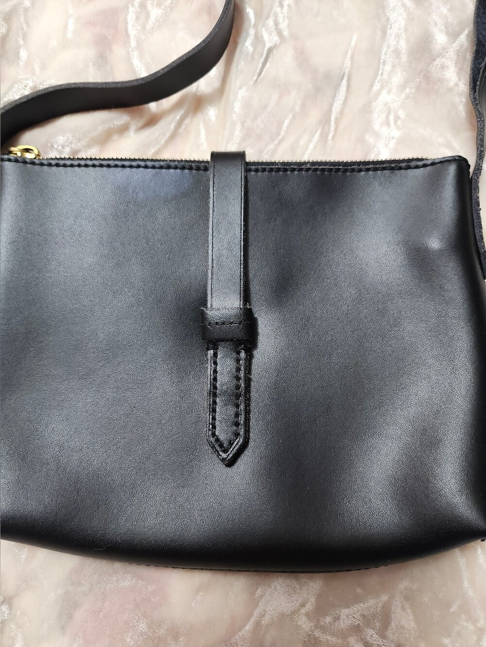 J. Crew Black Leather Small Handbag  with Gold Logo